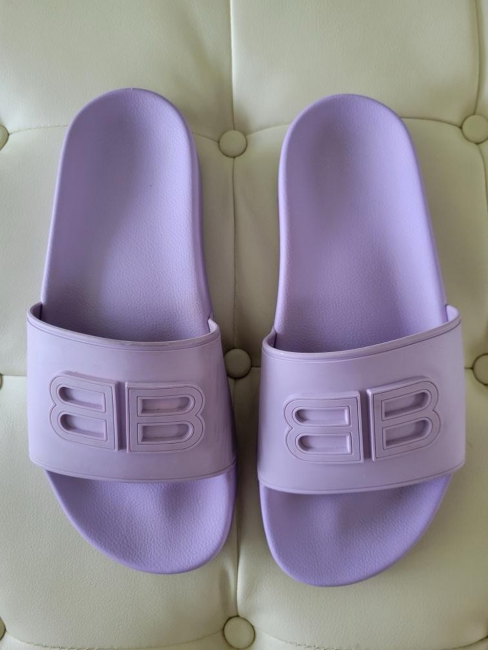 Balenciaga Lilac BB Logo Slide Sandals - Women - Picture 2 of 10